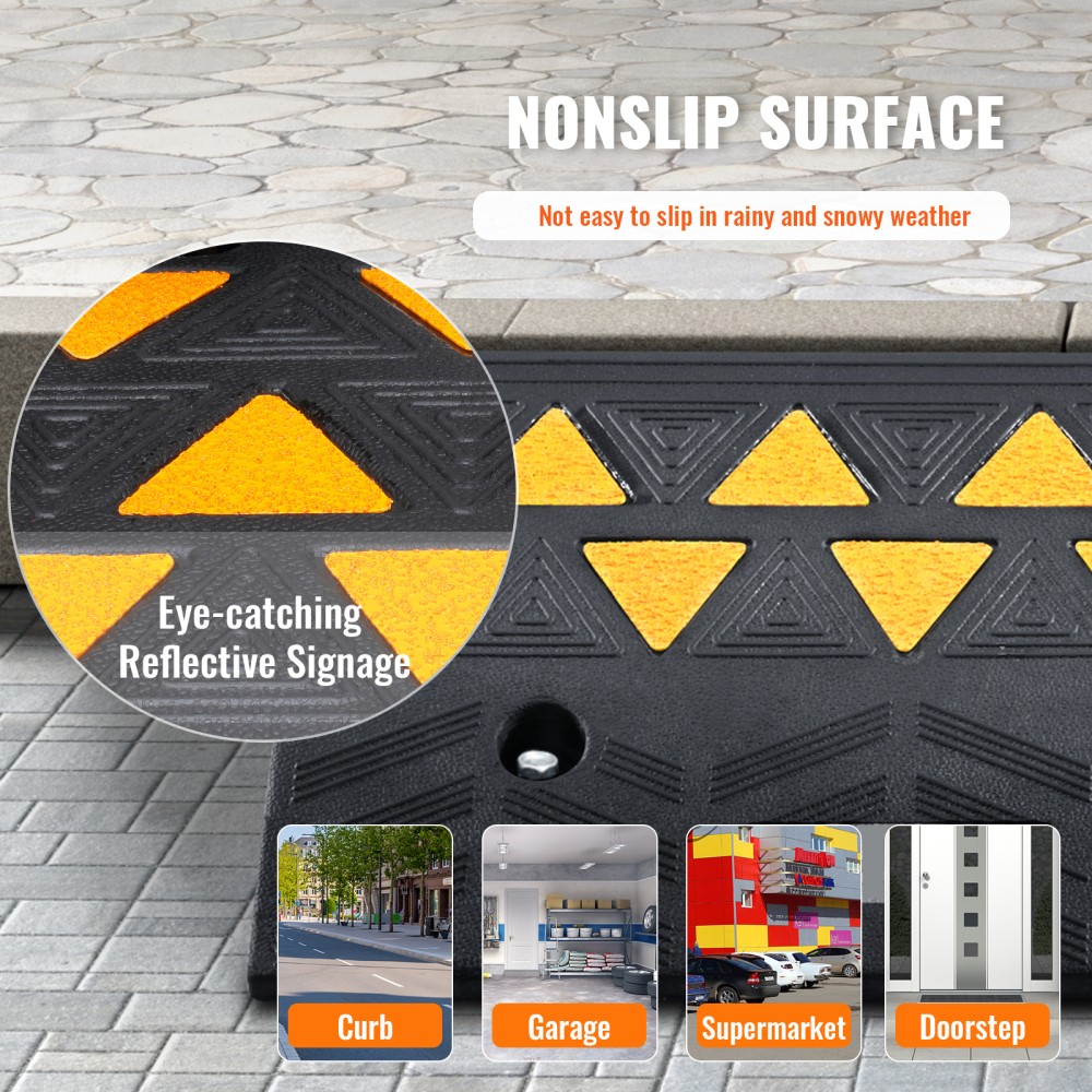 4.25″ 15T Rubber Curb Ramp Driveway Wheelchair Truck Forklift Access Ramp