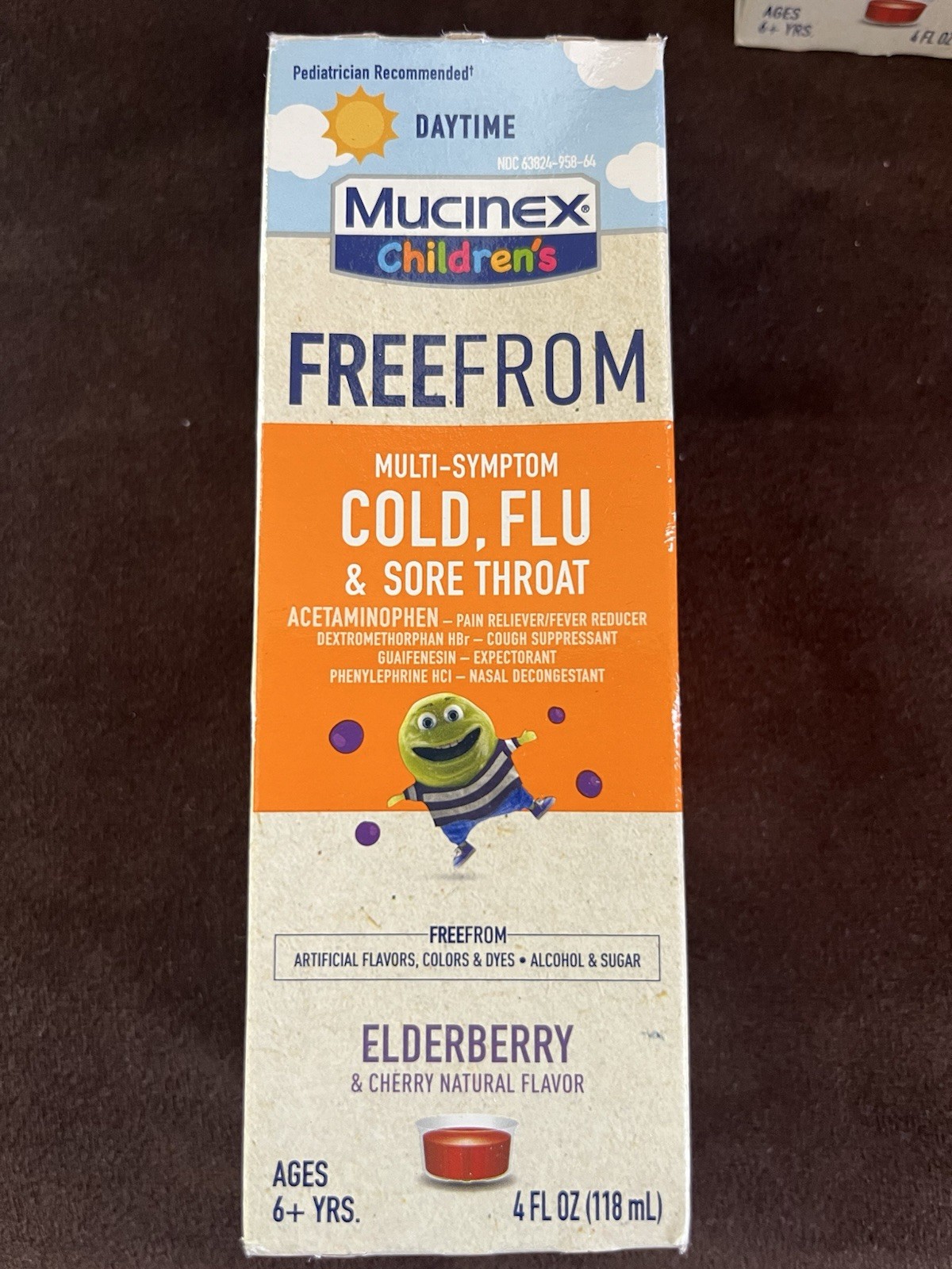 2x Mucinex Children`s MultiSymptom Cold & Sore Throat Elderberry 4oz Exp.10/26