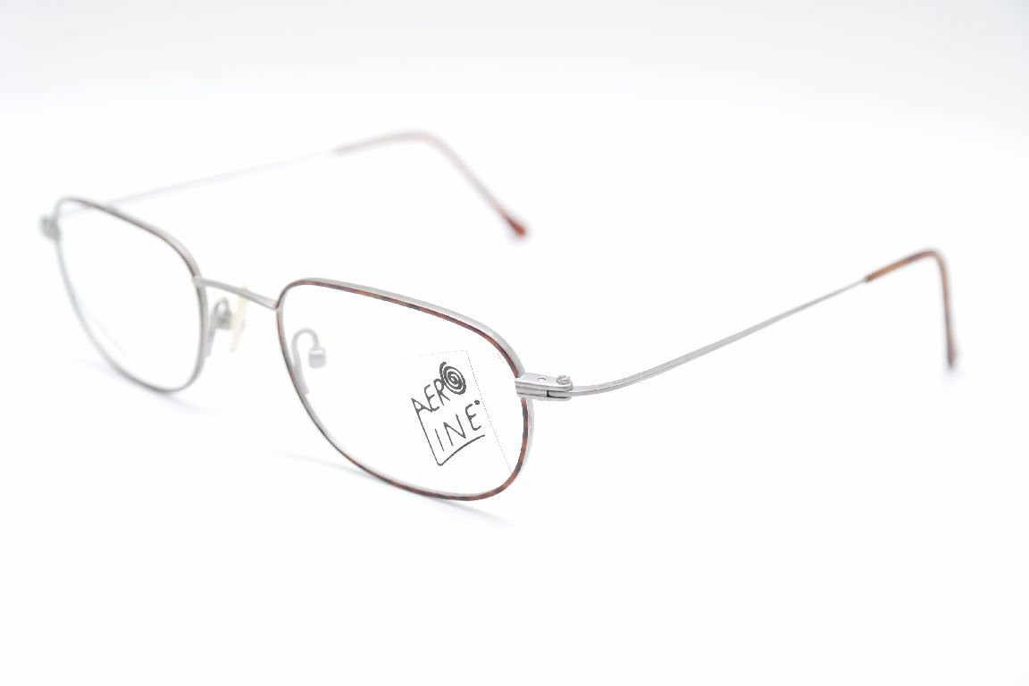 Vintage Logo Aer Line 1438 001 49[]20 145 Brown Oval Glasses NOS