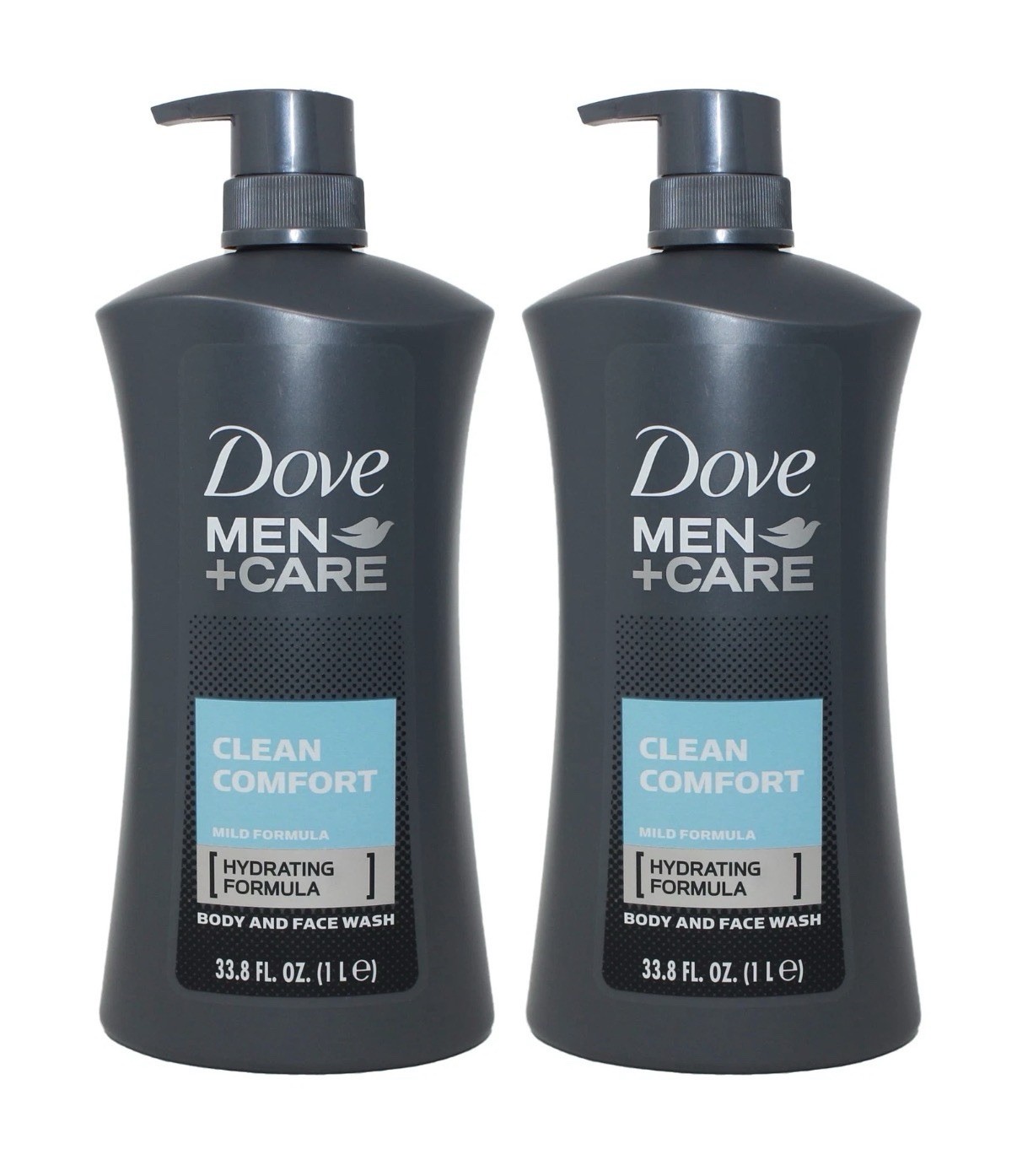 Dove Men Body Wash Clean Comfort 1 Liter (33.8 Oz) – Pack of 2 Extra Fresh