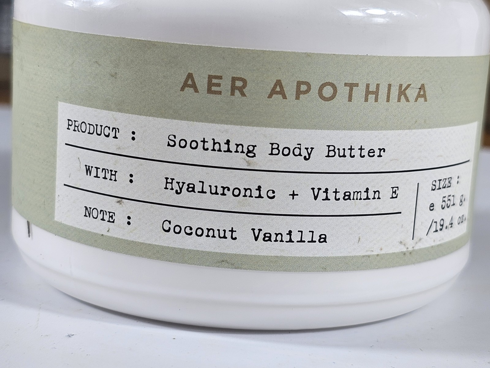 AER APOTHIKA SOOTHING BODY BUTTER HYALURONIC ACID VITAMIN E 19.4 OZ NEW