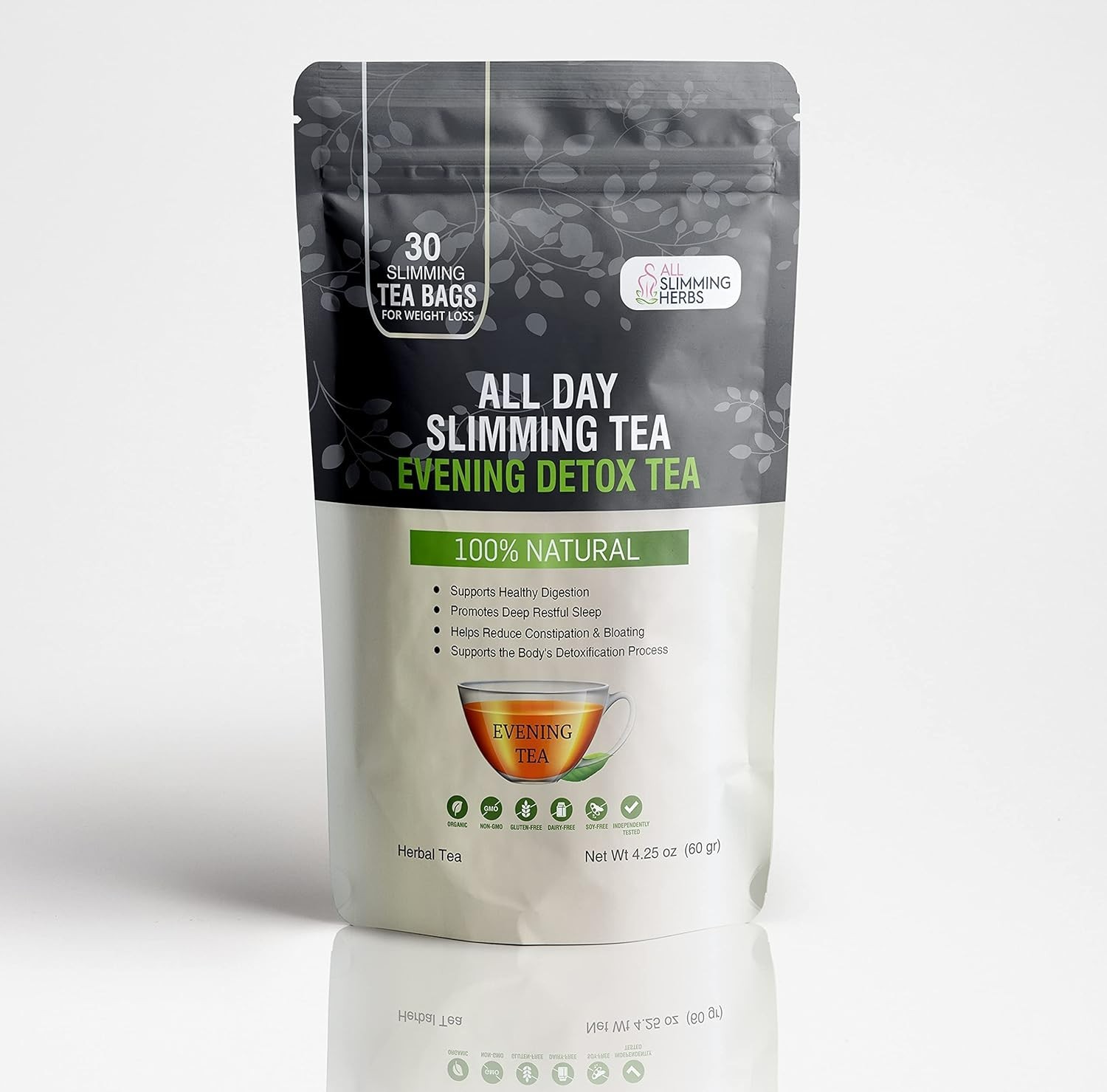 All Slimming Herbs Detox Tea 60 Bags Day Night Weight Loss Energy Flat Tummy