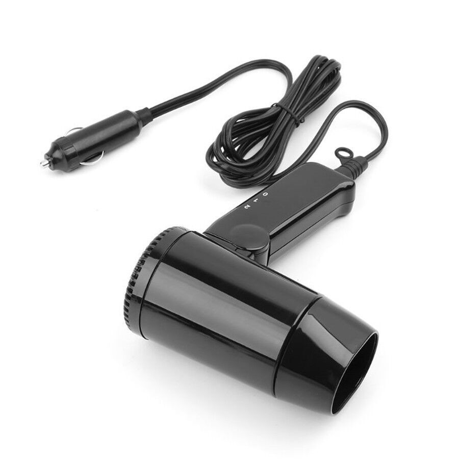 Portable 12V Car Hair Dryer Window Defroster Cigarette Lighter Plug Hot & Cold