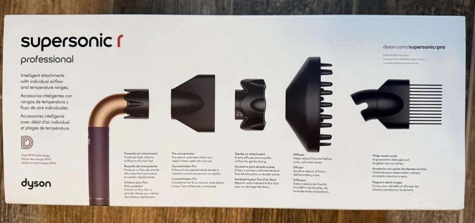 Dyson Supersonic r Professional Hair Dryer HD18 Purple/Gold/Black w Diffuser