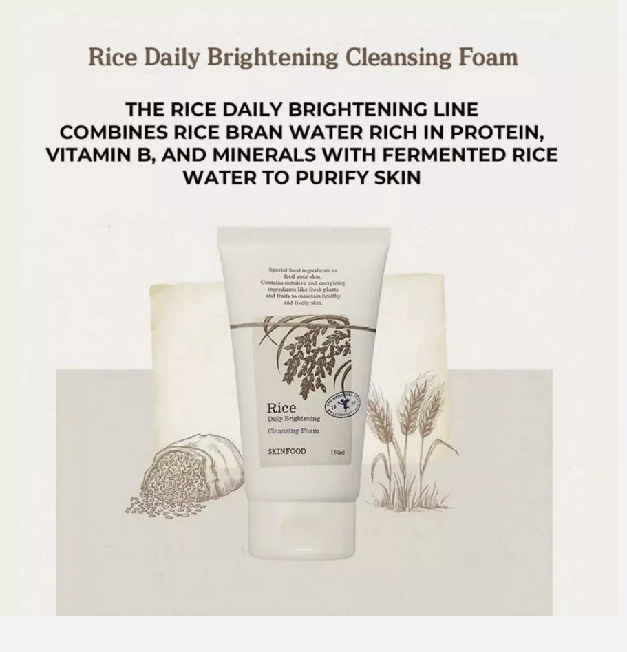 Skinfood Rice Daily Brightening Cleansing Foam, 5.07 fl oz (150 ml) USA Seller