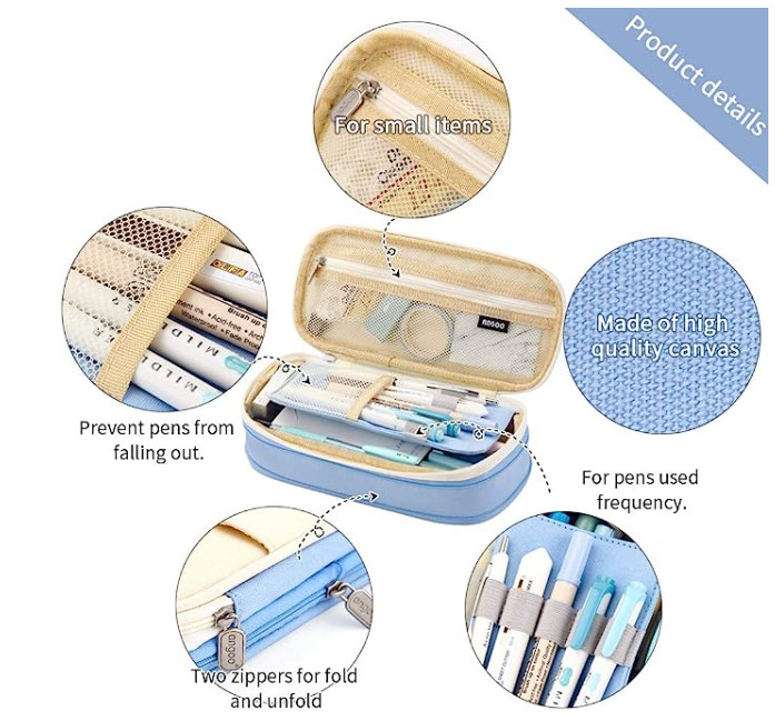 Large Capacity Pencil Case Zipper Pen Bag School Student Organizer Pouch Bag NEW