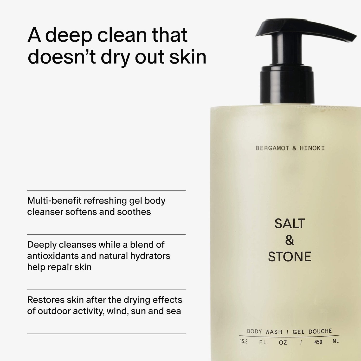 Salt & Stone NIB 100% Authentic Bergamot & Hinoki Body Wash Standard Or Refill