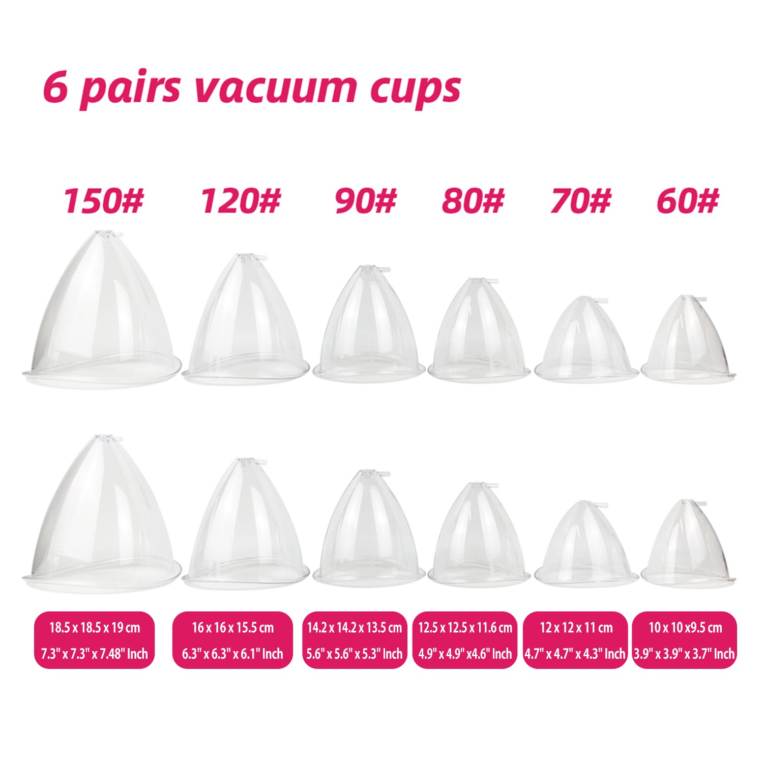 60ML-210ML Cups Breast Butt Enlargement Body Massage Vacuum Therapy Machine Spa