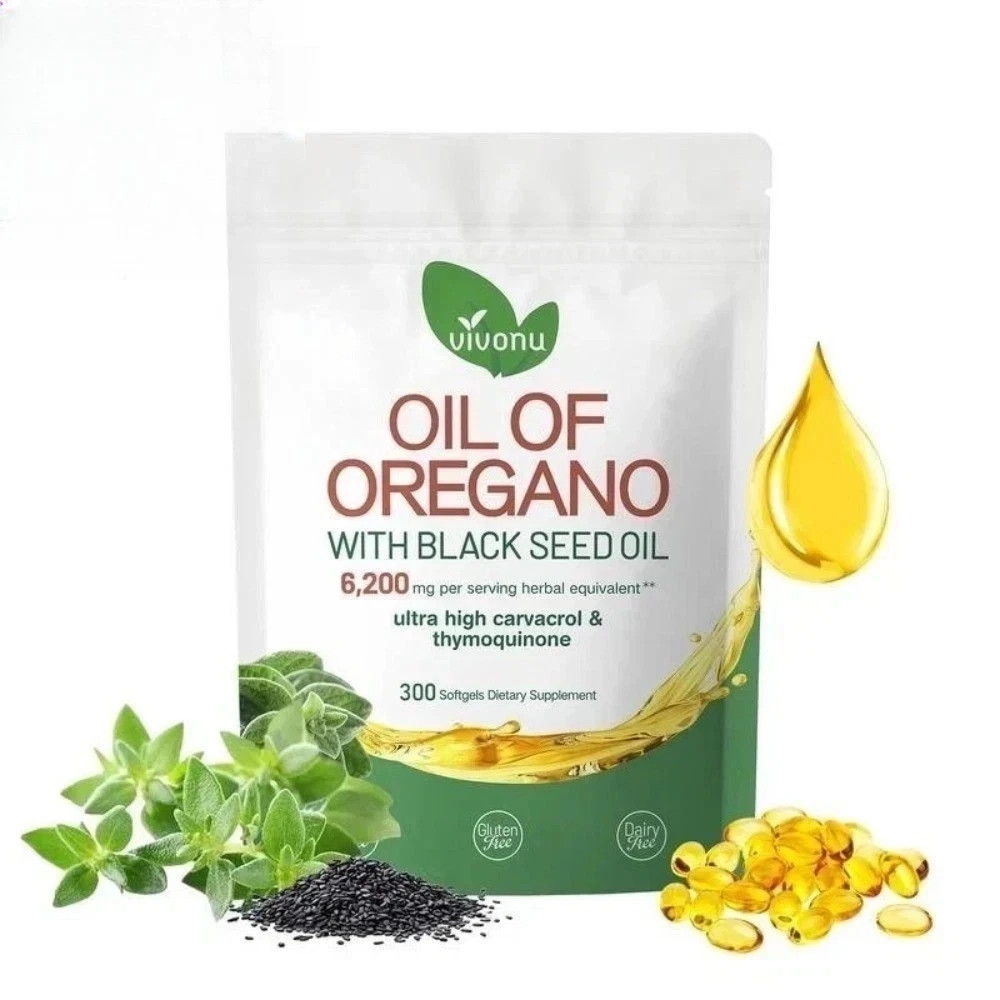 VivoNu Oil of Oregano Capsules, Balanced Oil of Oregano with Black Seed Oil