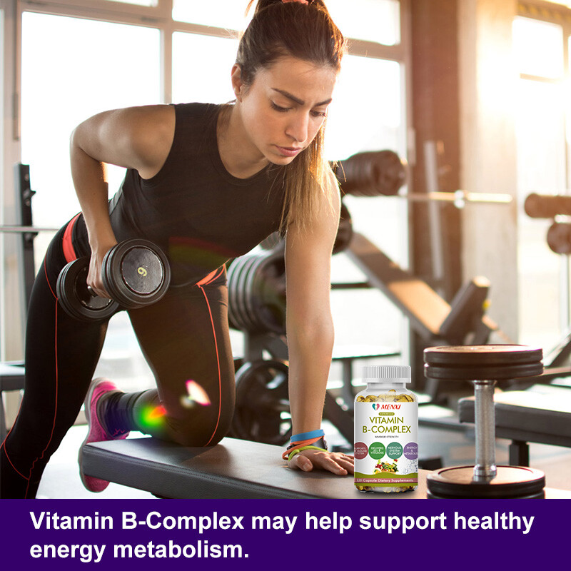 Vitamin B Complex Capsules B1 B2 B3 B5 B6 B7 B9 B12 Folic Acid & Biotin Energy