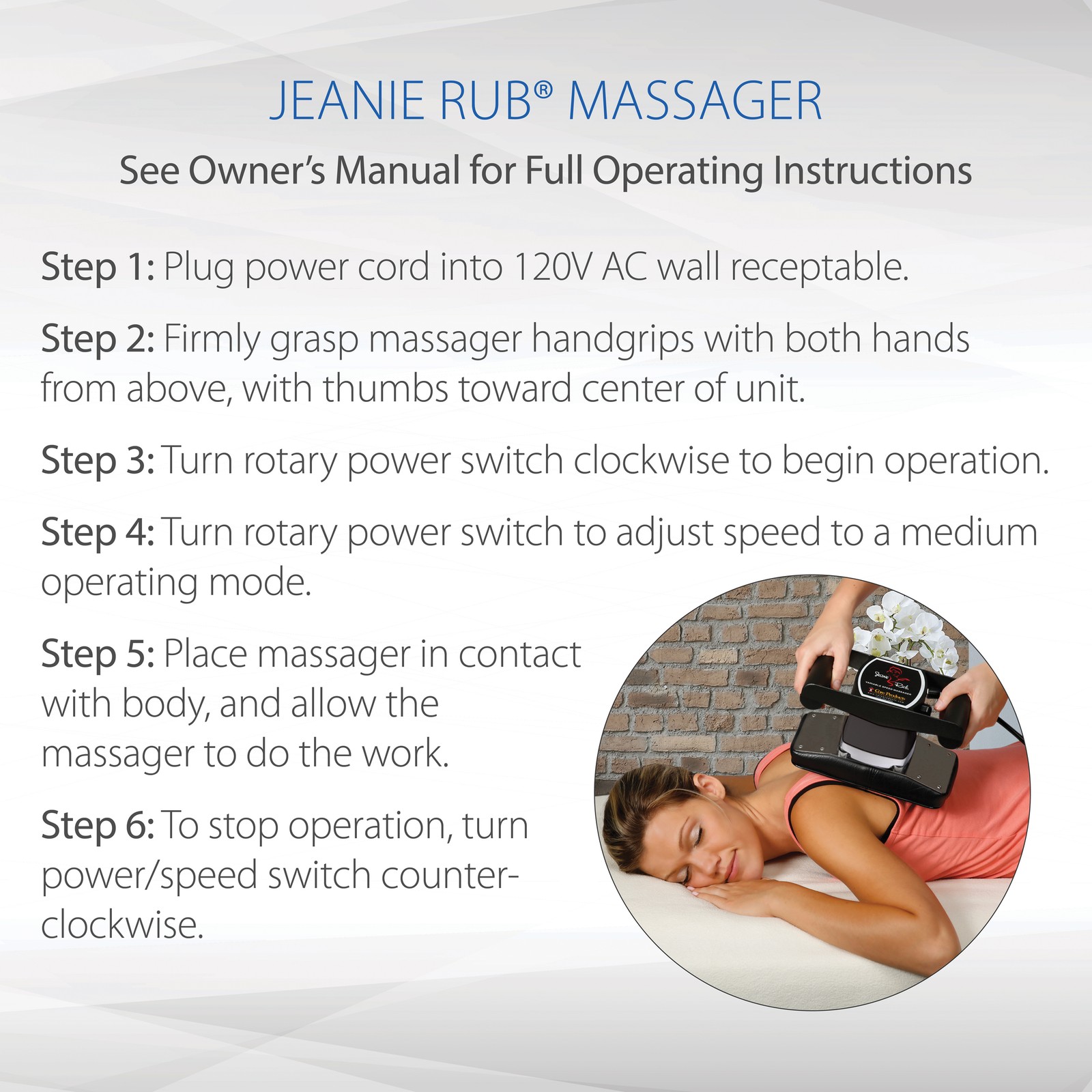 Core Products Jeanie Rub Massager Deluxe Package – Variable Speed Electric