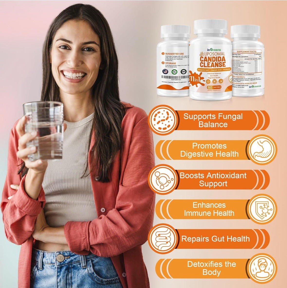 inGreens 11-in-1 Candida Cleanse Advanced Candida Cleanse Detox for Women & M…