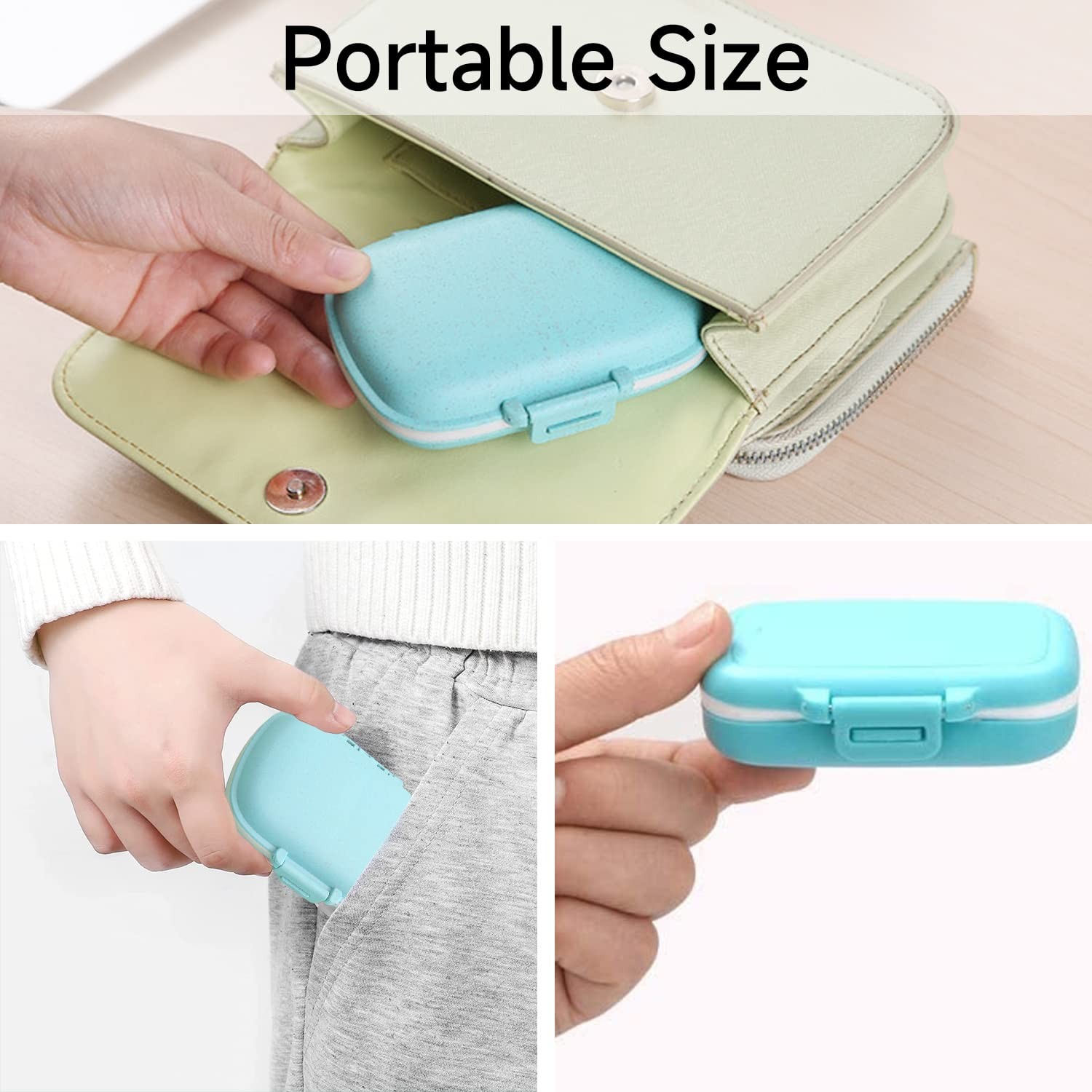 4 Pack Travel Pill Organizer,8 Compartments Weekly Box Moisture Proof B