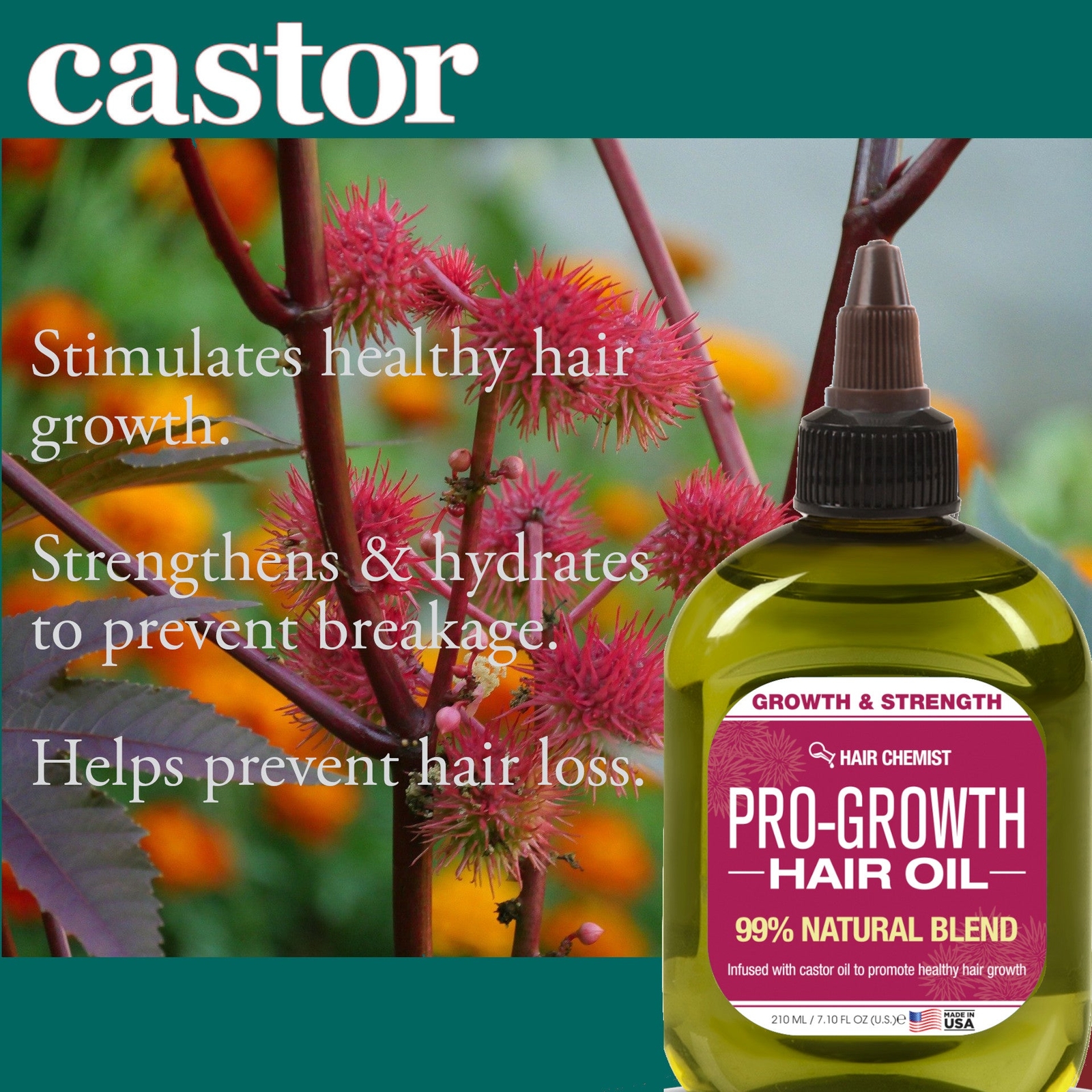 Hair Chemist Pro-Growth Hair Oil with Castor Oil 7.1 oz.