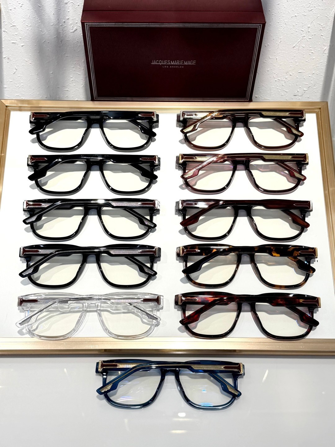 Jacques Marie Mage DEWITT Eyeglasses Burgundy Crystal 58-19-147mm With Case