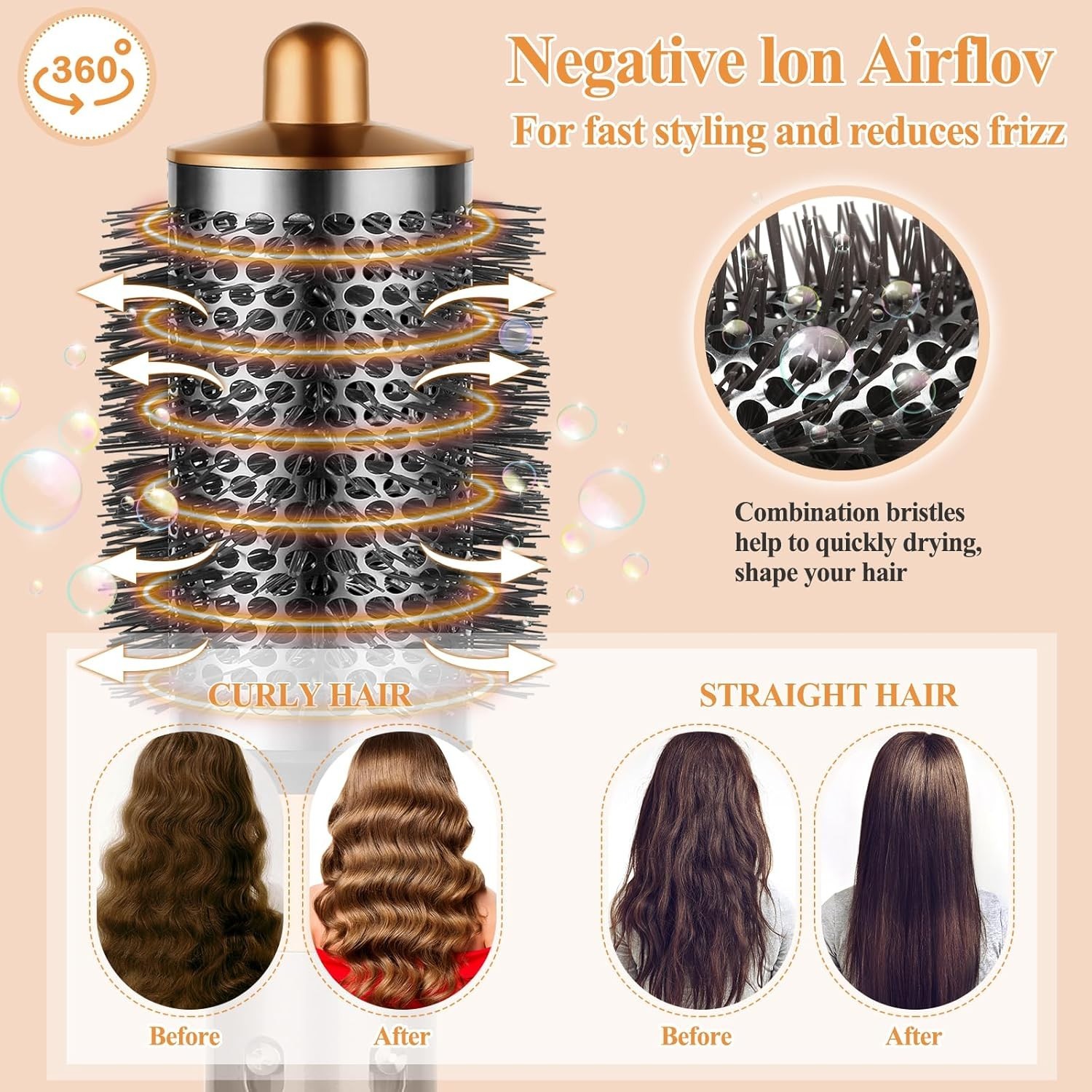 Dyson Airwrap Large Round Volumizing Brush – Nickel/Copper Fluffy Styler