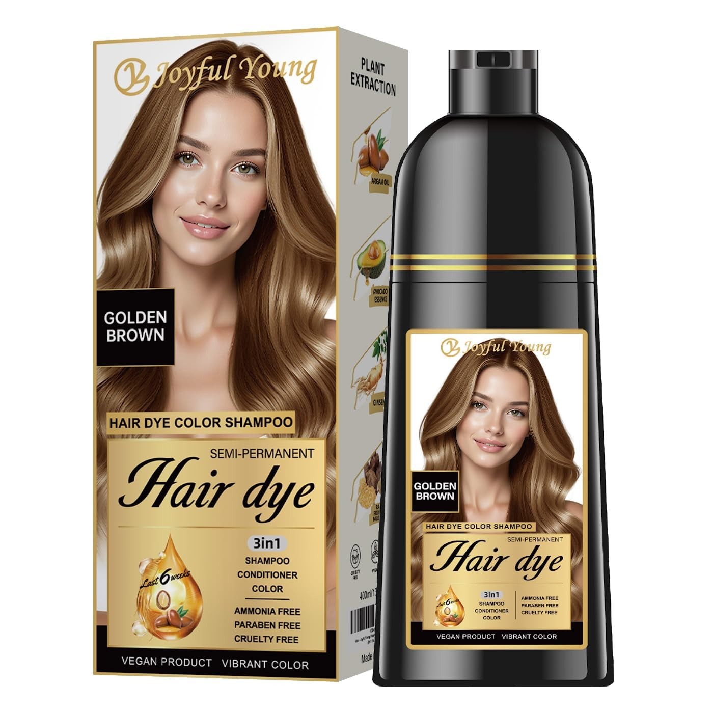 Color Protecting Golden Brown Hair Dye Shampoo – Ammonia-Free & Nourishing