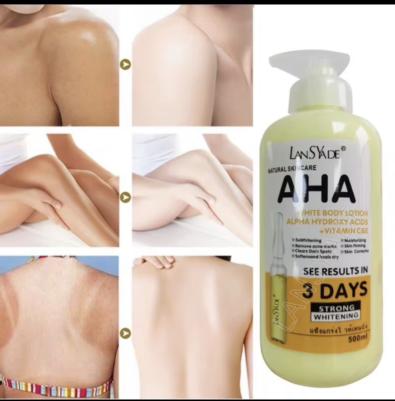 AHA Strong Brightening Body Cream Hydroxy Acid Vitamin C Whitening 500ml USA