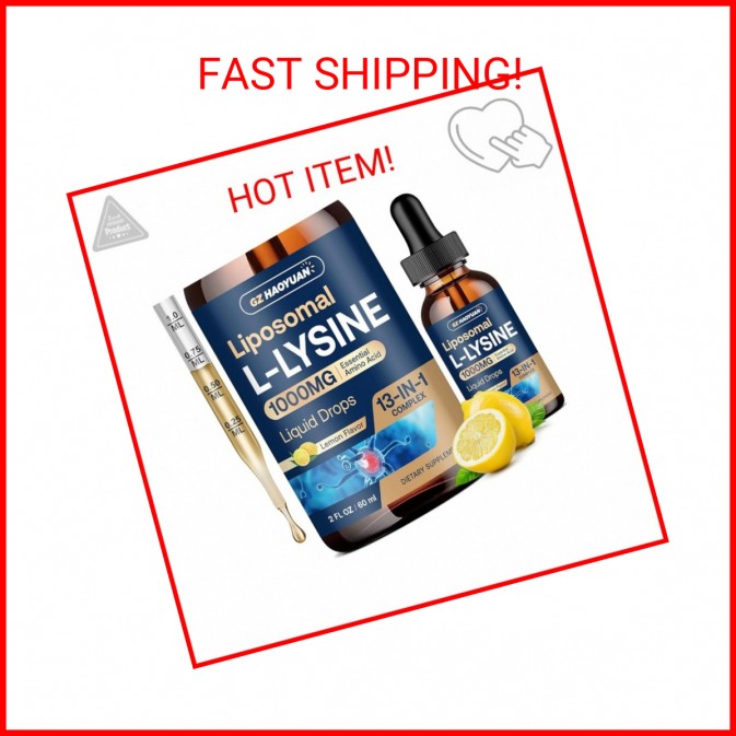 Liposomal L-lysine 1000MG Liquid Drops, 13-in-1 Lysine Supplements – Monolaurin,