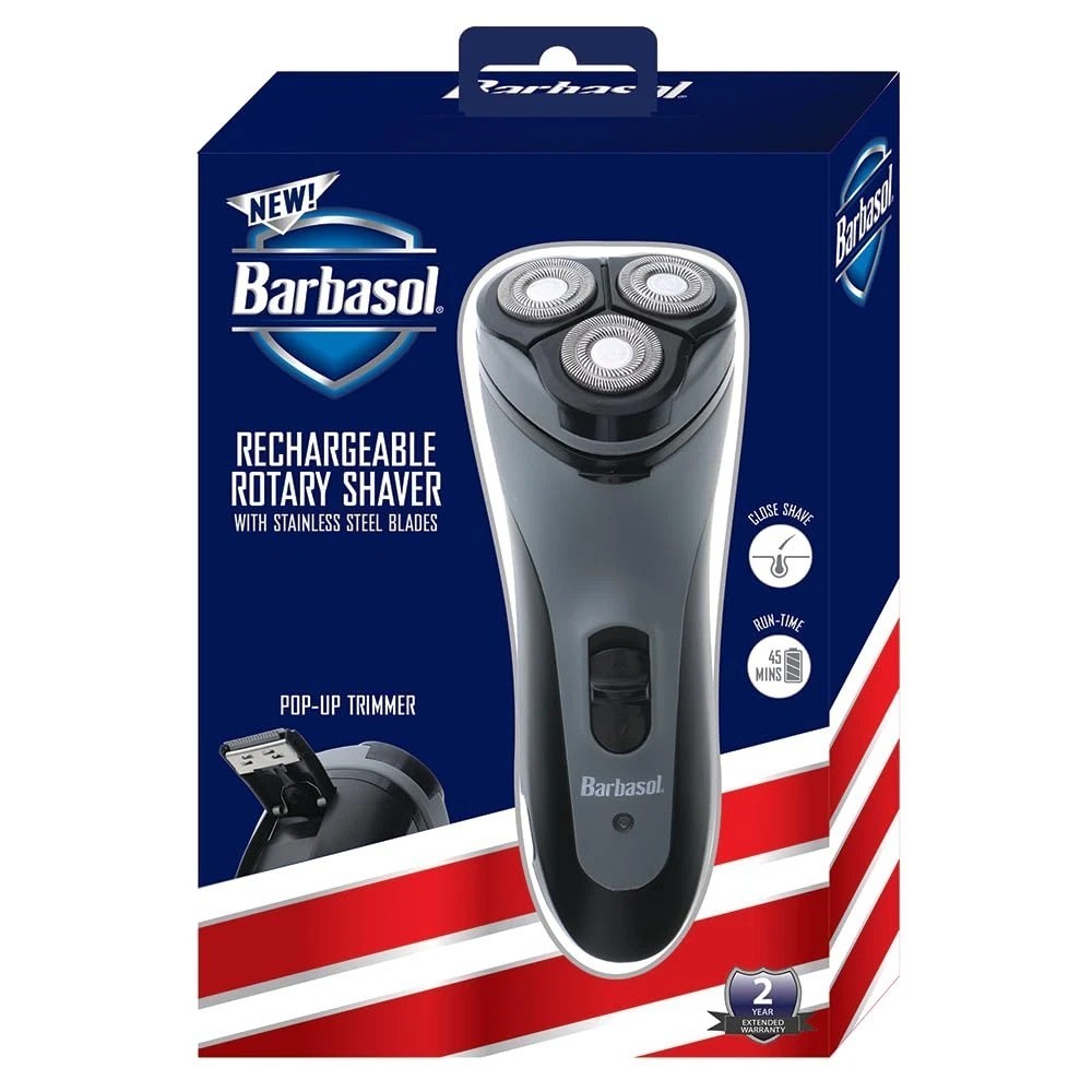 Rotary Shaver, Rechargeable Electric Rotary Shaver with Stainless Steel Blades,