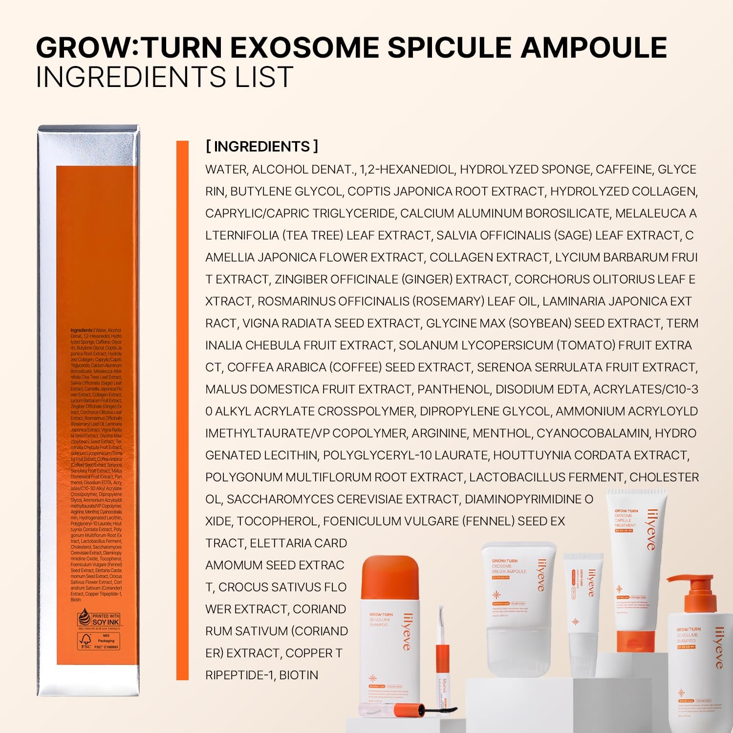 lilyeve GROWTURN Exosome Spicule Ampoule 3000 Korean Scalp Serum 0.34 oz