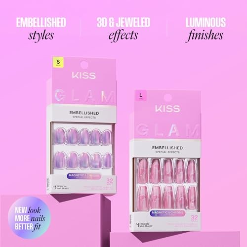 Glam, Press On Nails, Nail glue included, », Pink Size, Short One n Only