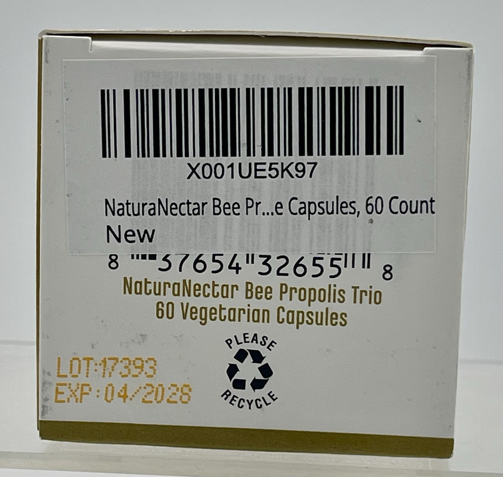 NaturaNectar Bee Propolis Trio 60 Veggie Caps Alcohol Free All Natural EXP 04/28