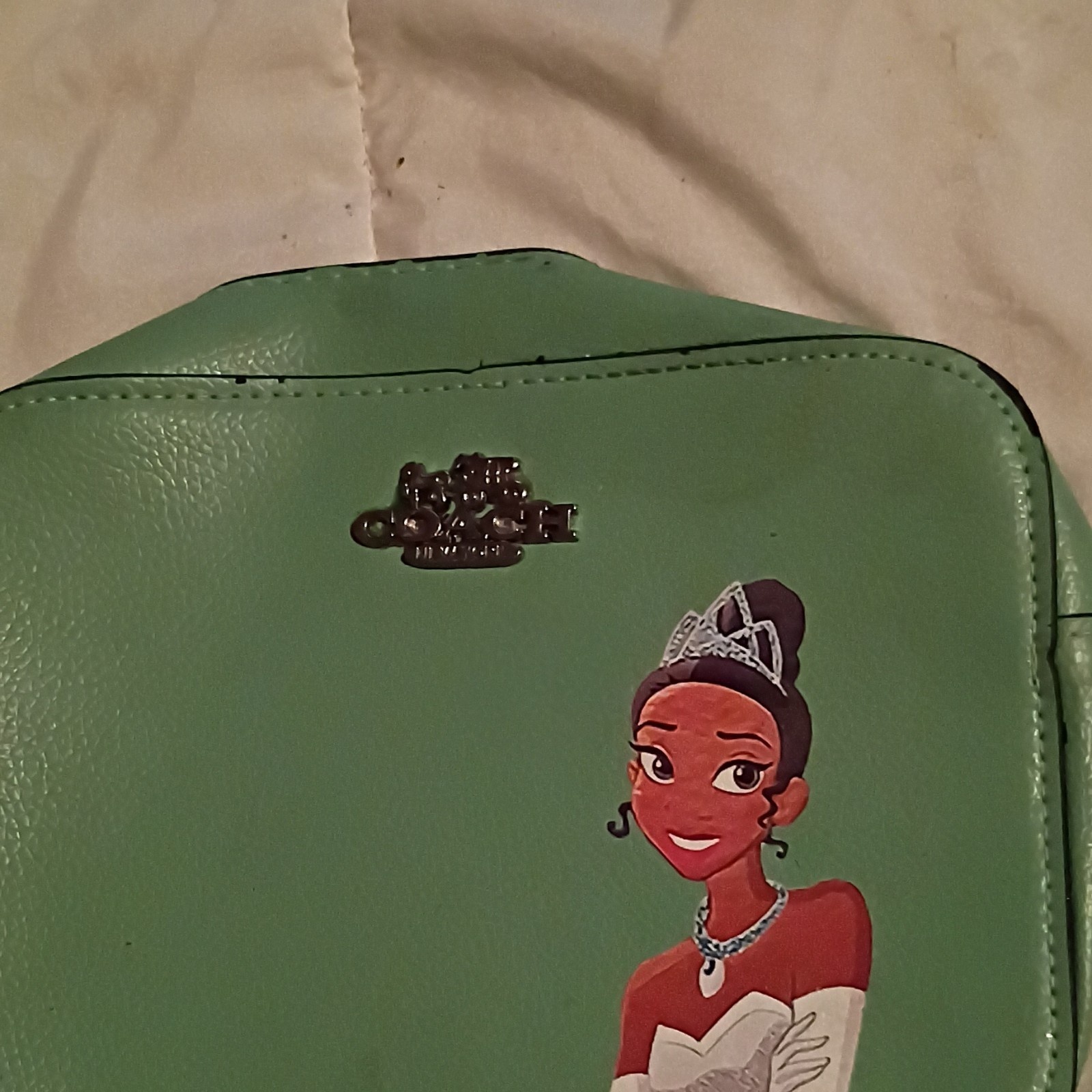 COACH Green Makeup Bag Pouch with Zipper Closure, Girl Graphic Cosmetic Case