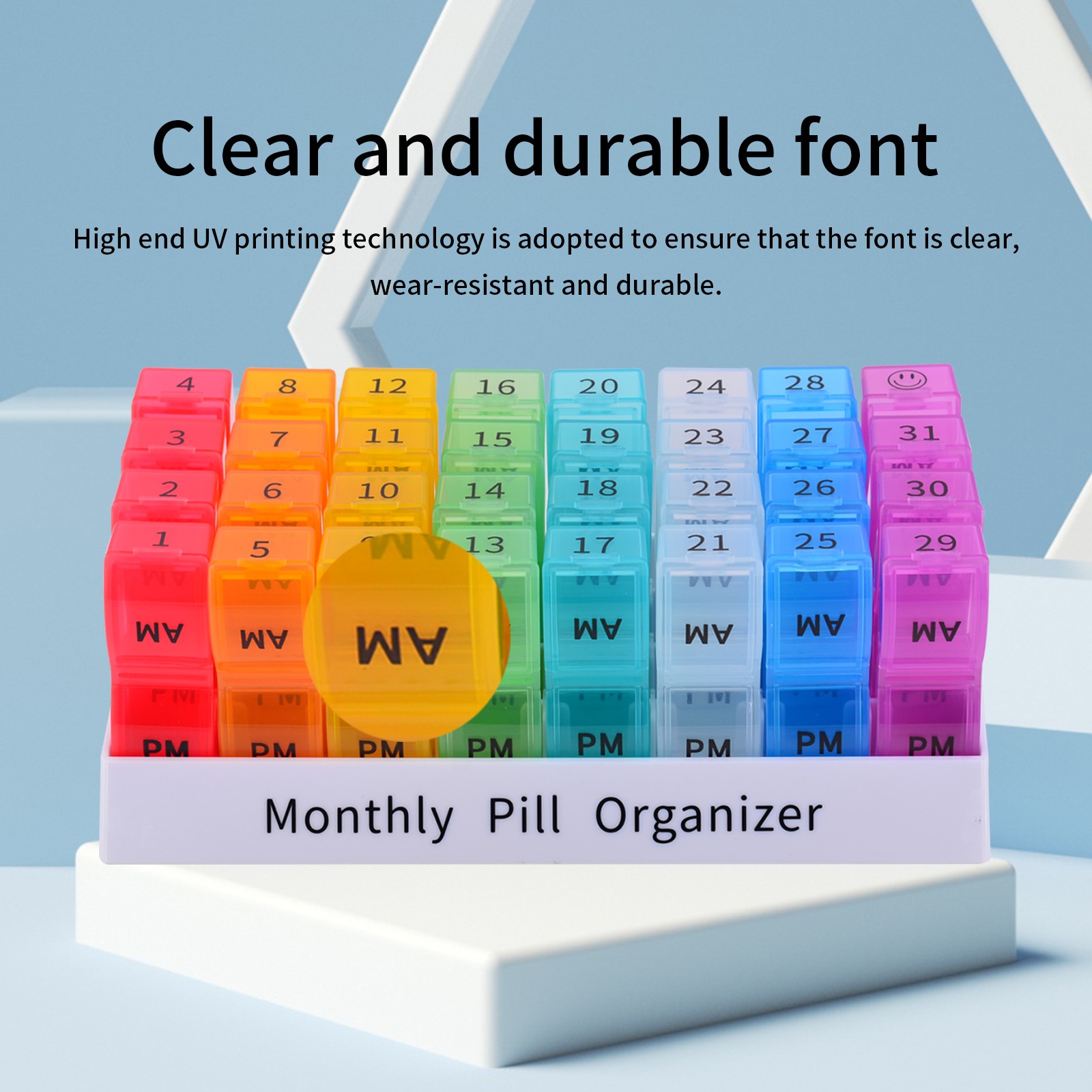 1PK Monthly Pill Organizer 2 Times a Day,30 Day AM PM Pill Box,for Travel &Home