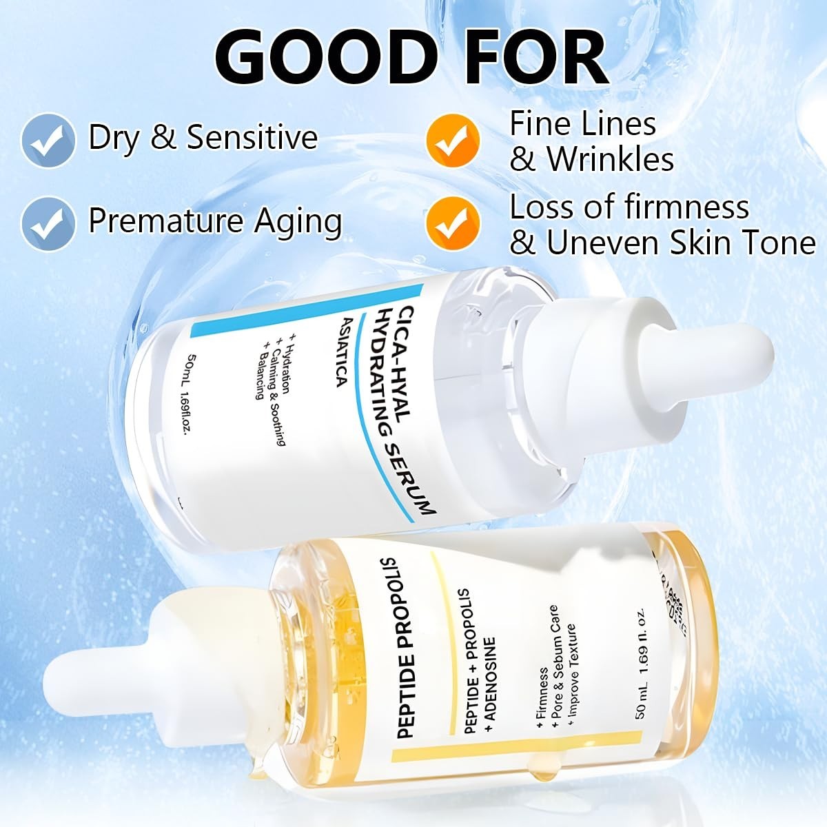 2PCS Hydration & Wrinkle Renewal Serum, with Peptide Propolis Complex,Reduces…