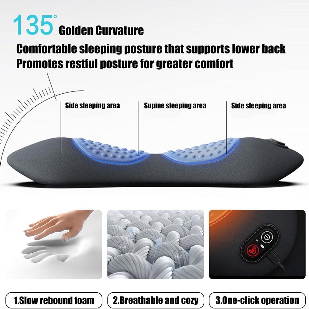 Electric Lumbar Support Pillow 3 In 1 Smooth Spine Triple Fusion Back Massager