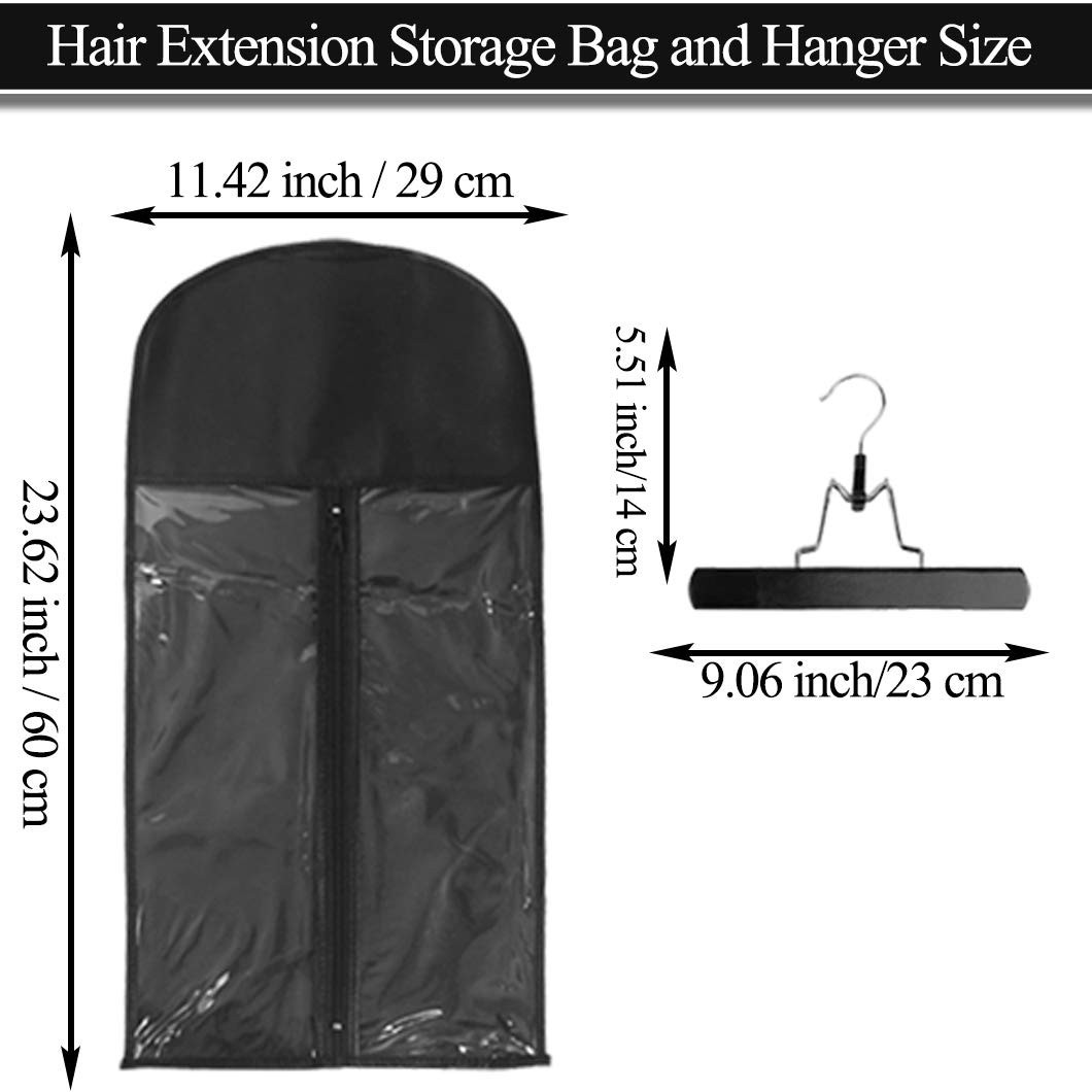 2 Pack Hair Extension Storage Bag Hair Extension Hanger Strong Holder Dust-Proof