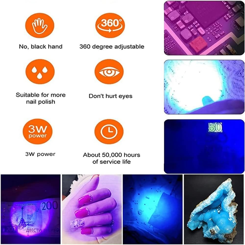 Mini UV Lamp for Gel Nails LED Nail Dryer 3W Flexible Gooseneck Clamp Resin Curi