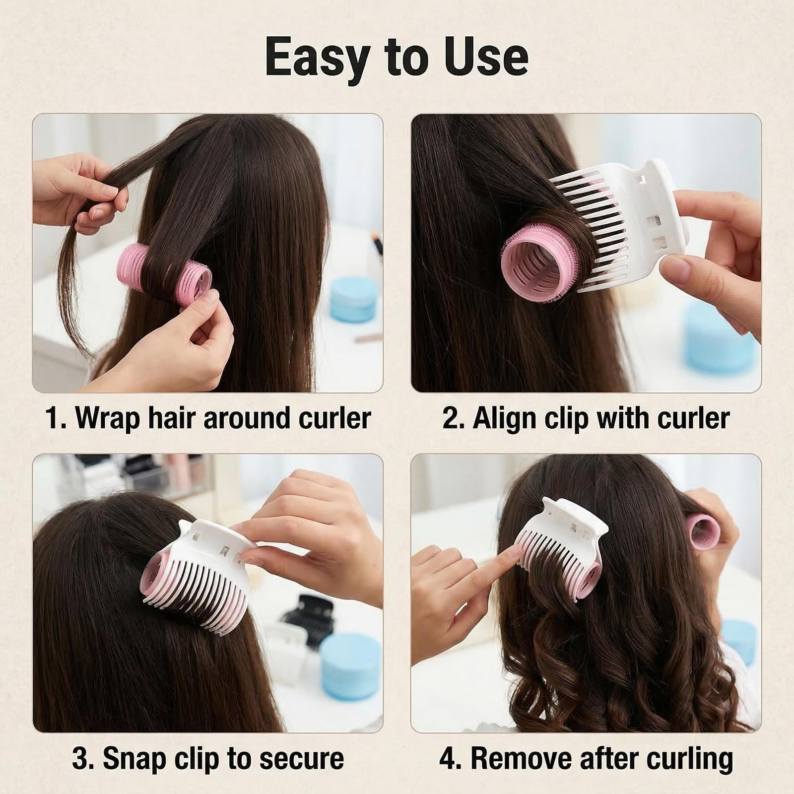 6PCS Black+White Hot Roller Clips Plastic Hair 6 Count (Pack of 1), Black