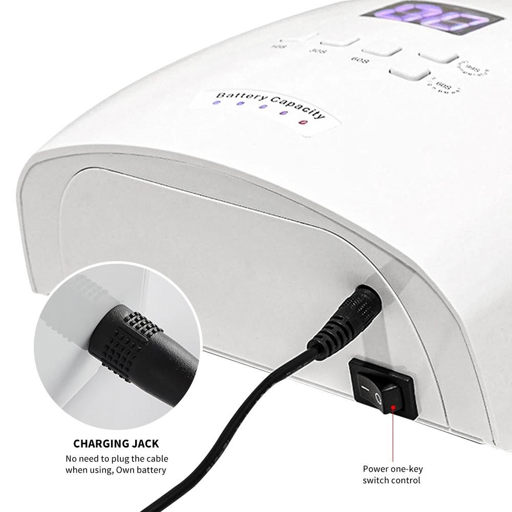 48W Wireless Rechargeable Cordless LED/UV Nail Lamp Gel Polish Quick Nail Dryer