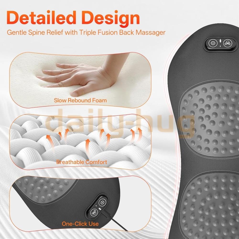 3 In 1 Electric Lumbar Support Pillow Smooth Spine Triple Fusion Back Massager