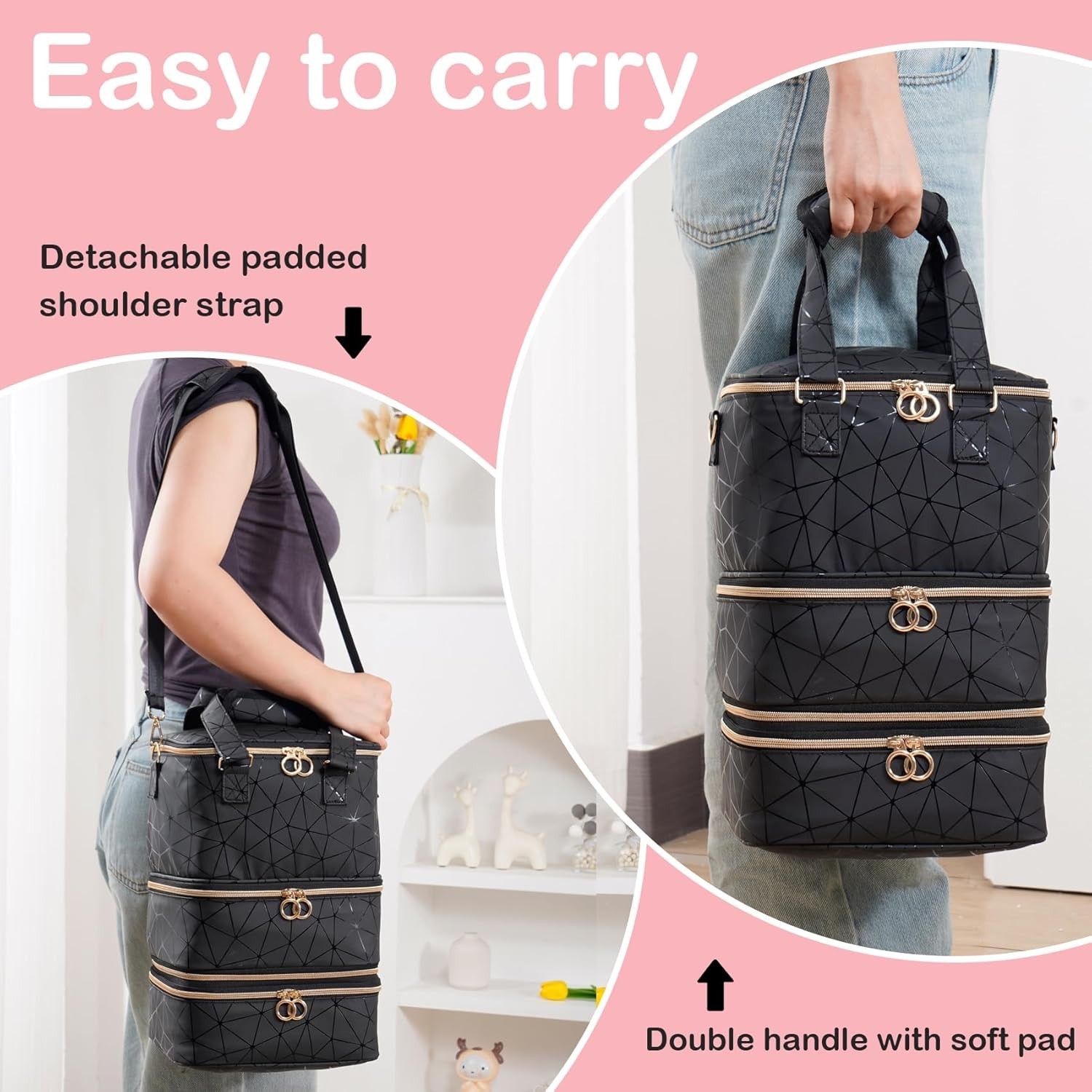 Large Nail Polish Organizer Bag for 84 Bottles Lamp – Travel Storage Case