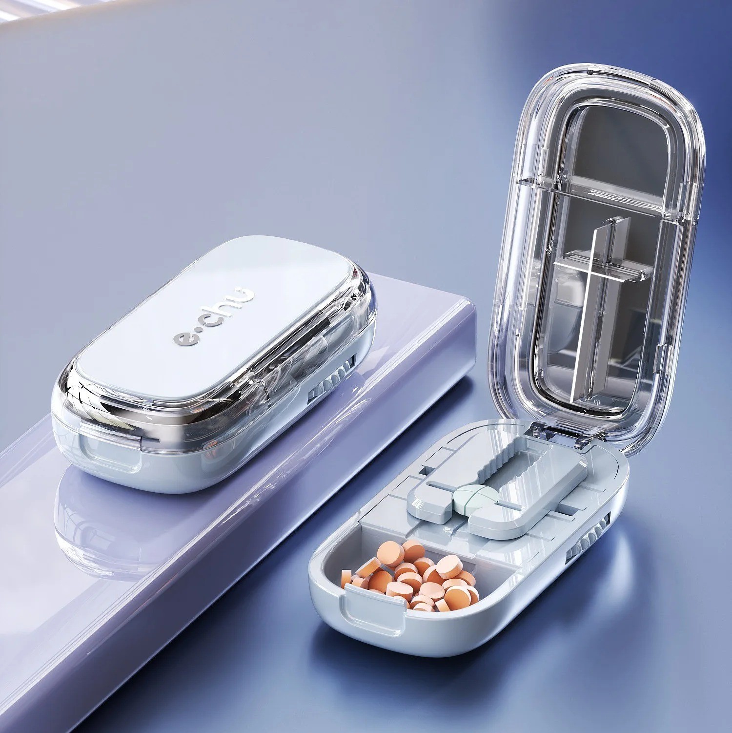 Adjustable Precise Pill Cutter Storage Box Portable Drug Tablet Medicine Dust US