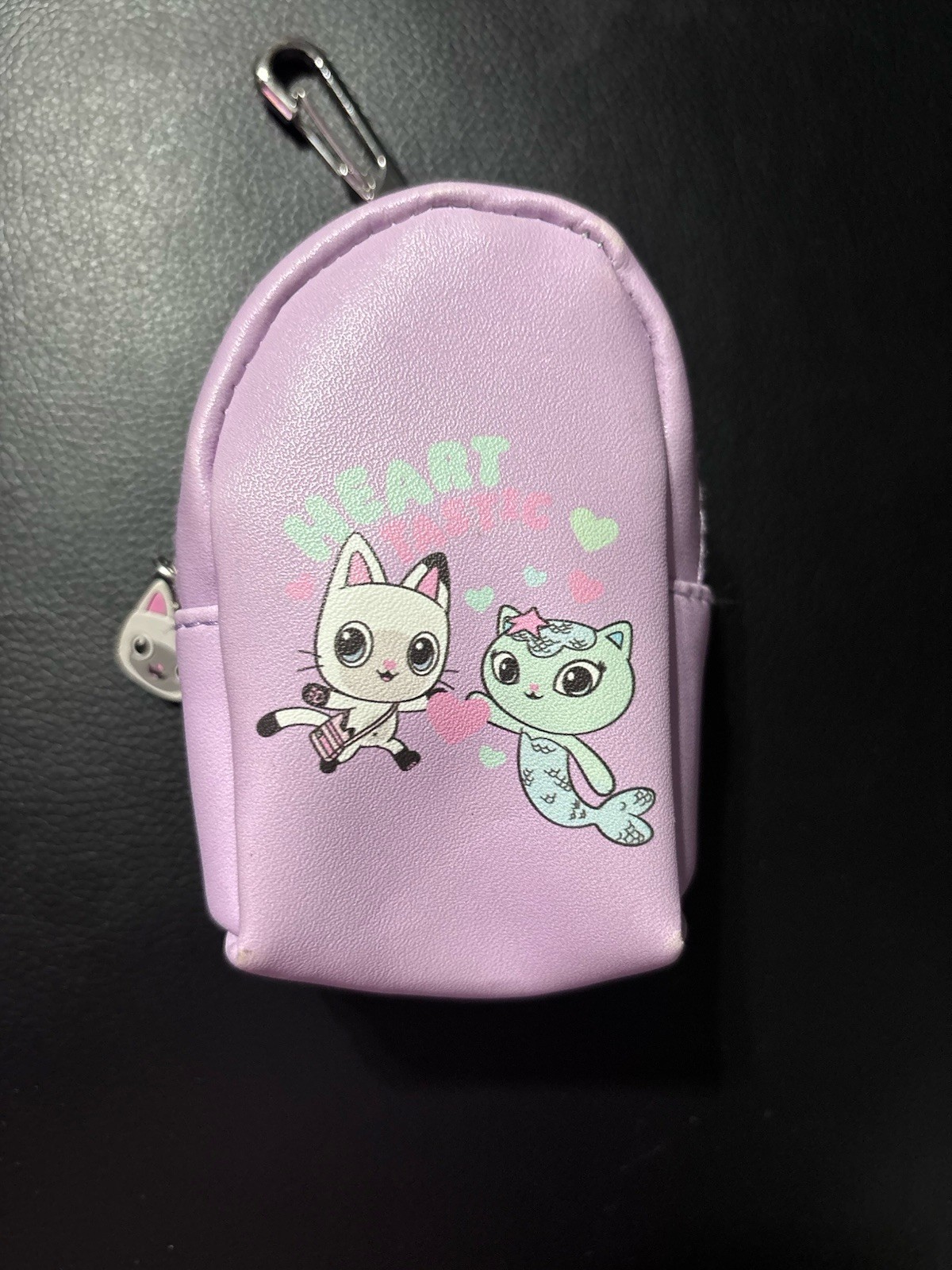 DreamWorks Purple Mini Makeup Bag Zip-Around Zipper Pouch with Keychain Clip