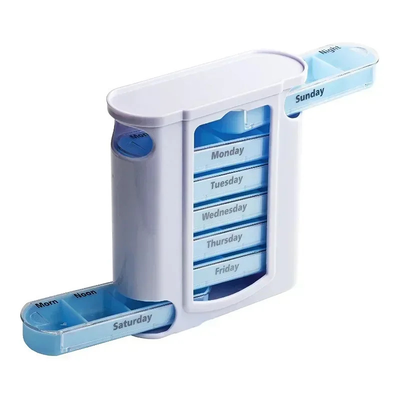 Weekly Pill Organizer 7 Day 28 Compartments Travel Portable Tablet Storage Box C