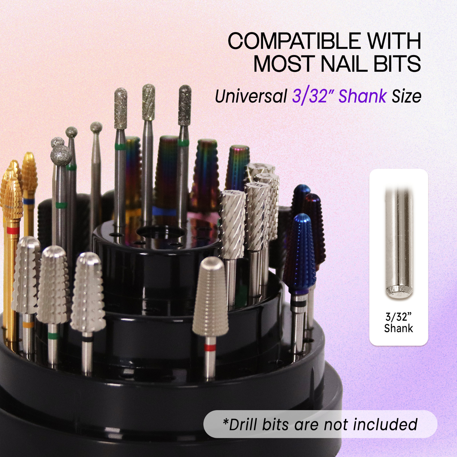 PANA 48 Holes Yellow Nail Drill Bits Display Holder – Dust Proof Organizer