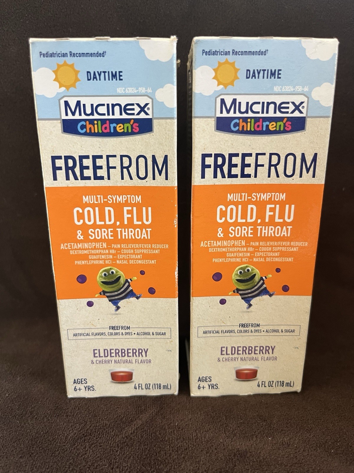 2x Mucinex Children`s MultiSymptom Cold & Sore Throat Elderberry 4oz Exp.10/26