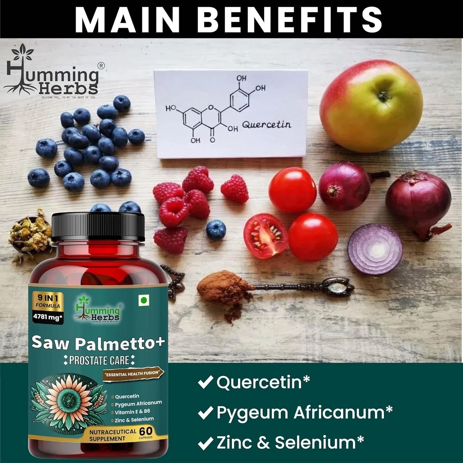 Humming Herbs Saw Palmetto Plus Capsules, 60 Capsules