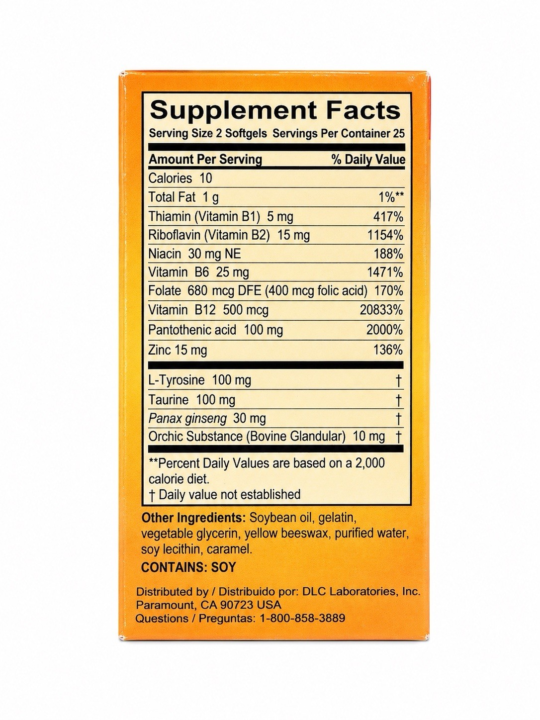 SUPER MACHO Men’s B Vitamins Softgels No Caffeine/Sugar 2 Pack (50 Each)