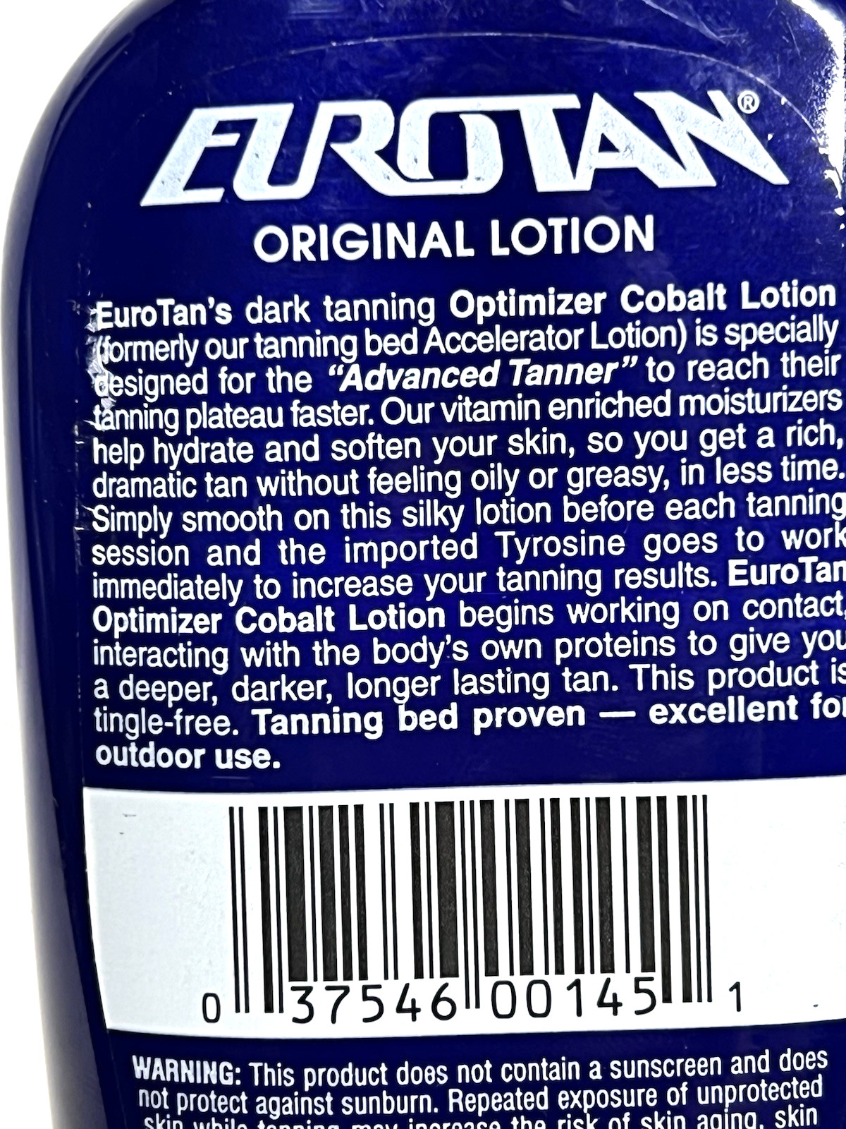 Eurotan Suntan Lotion TAN FASTER Optimizer Cobalt Original w Moisturizer 8.25oz