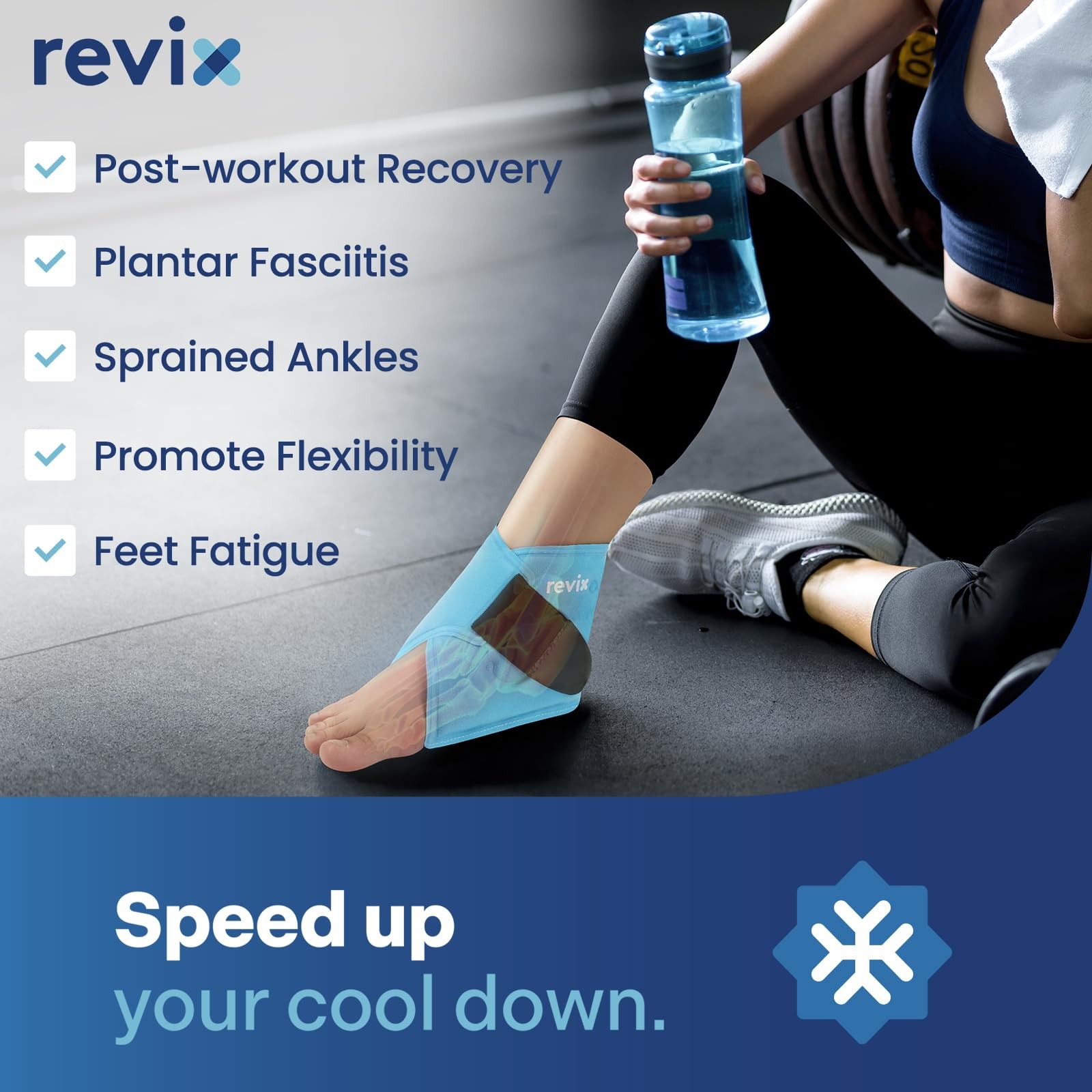 REVIX Ankle Ice Pack Wrap for Plantar Fasciitis & Foot Pain Relief, Reusable …