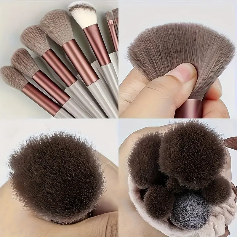 12pcs/Set Professional Makeup Brush Set With Bag, Soft Synthetic Fiber Cosmetic
