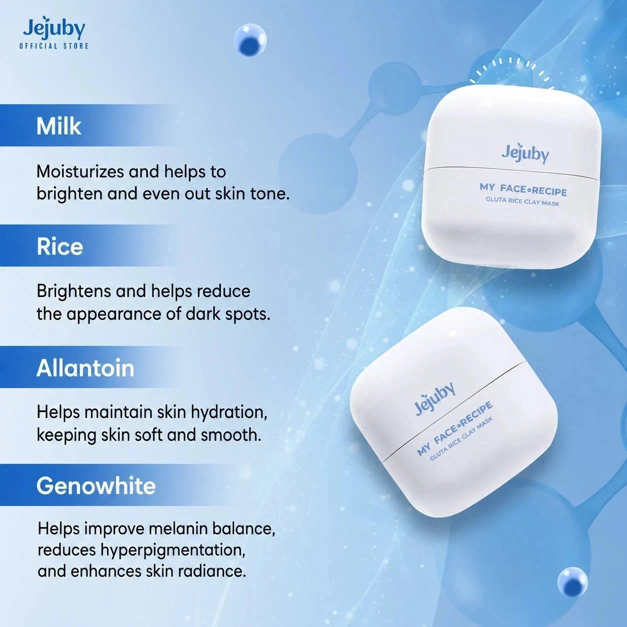 Jejuby Gluta Rice Clay Mask 50g Bundle 3 Pcs Rice Extract Face Mask