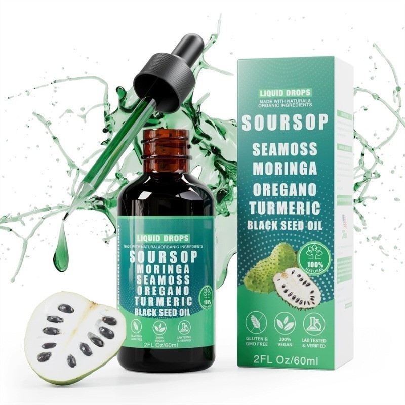 Soursop Bitters Liquid Drops 10 in 1 with Sea Moss, Moringa, Turmeric, Black See