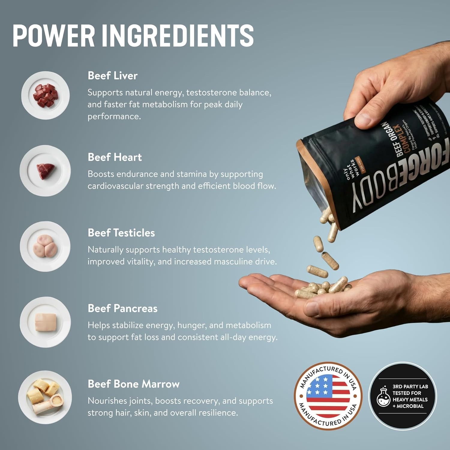 FORGEBODY® Beef Organ Complex 60 Capsules – 100% Grass Fed Beef Organ Supplement